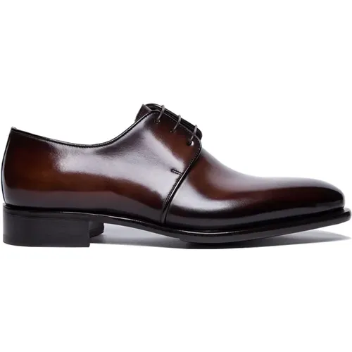 Classic Derby Shoes in Black Leather , male, Sizes: 6 1/2 UK, 5 UK - Santoni - Modalova