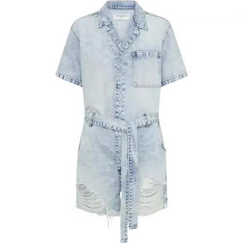 Blauer Denim Jumpsuit Distressed Button-Up , Damen, Größe: XS - One Teaspoon - Modalova