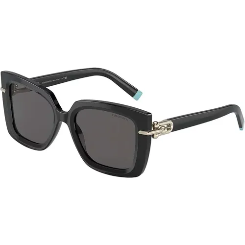 Schwarze/Dunkelgraue Sonnenbrille TF 4199 , Damen, Größe: 53 MM - Tiffany - Modalova