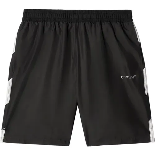 Schwarze Logo Boxer mit All-Over Print - Off White - Modalova