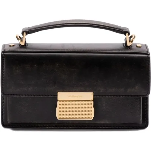 Schwarze Leder-Schultertasche mit Goldfarbenen Details - Golden Goose - Modalova