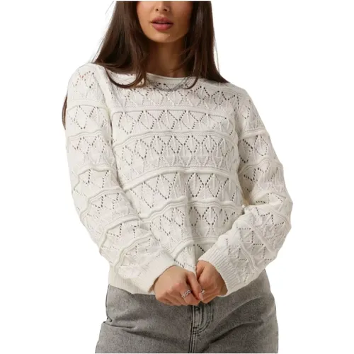 Weiße Strickpullover , Damen, Größe: S - Object - Modalova