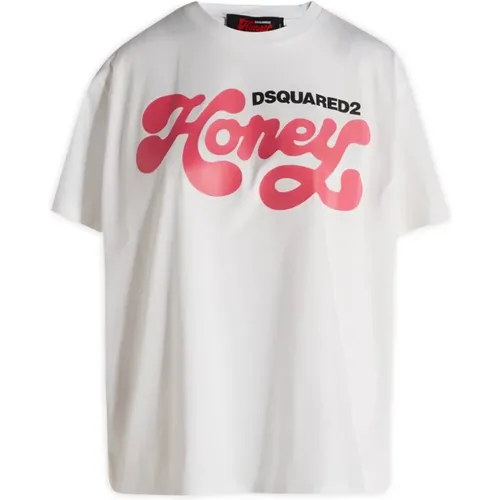 Klassisches T-Shirt , Damen, Größe: M - Dsquared2 - Modalova