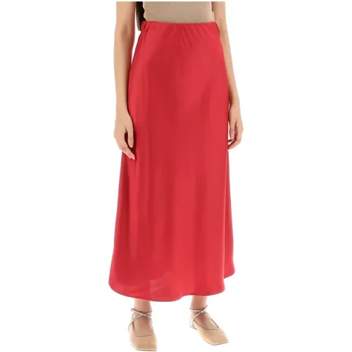 Satin Flared Midi Skirt , Damen, Größe: M - By Malene Birger - Modalova