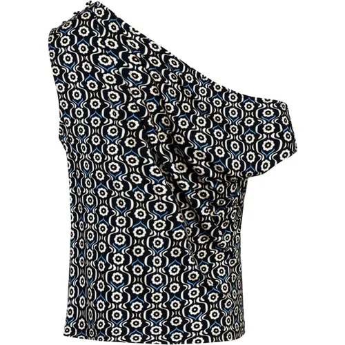 Draped off-shoulder top in Daisy Print , female, Sizes: S, L, XS, M - Jaaf - Modalova