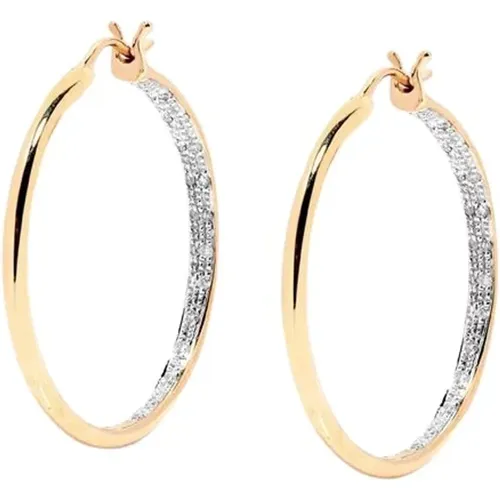 Diamanté Torsade Hoops in Gold , female, Sizes: ONE SIZE - Yvonne Leon - Modalova