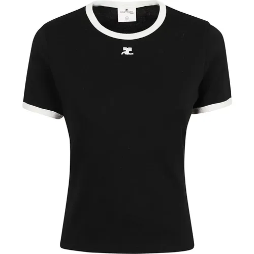 Schwarzes T-Shirt für Frauen , Damen, Größe: L - Courrèges - Modalova