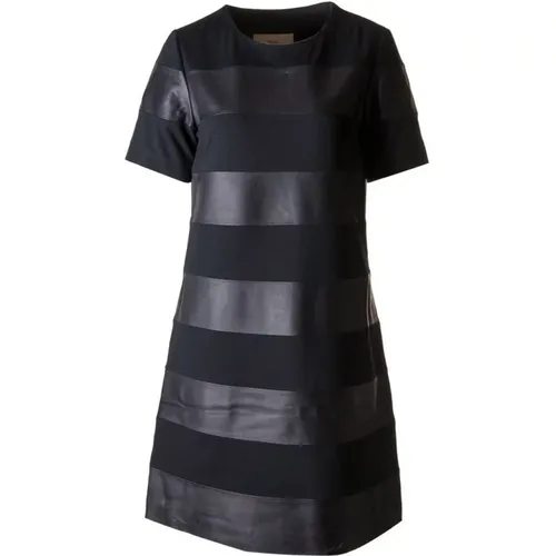 Striped Leather A-Shape Dress , female, Sizes: M, S - Btfcph - Modalova
