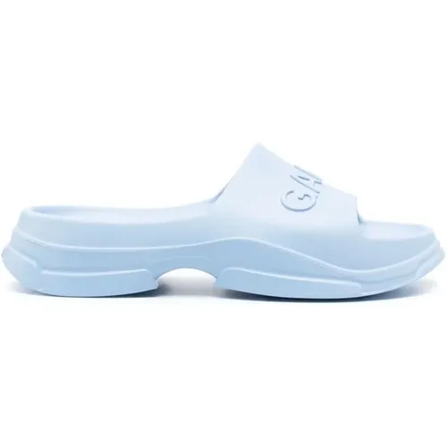 Himmelblaue geprägte Slip-On Schuhe , Damen, Größe: 40 EU - Ganni - Modalova