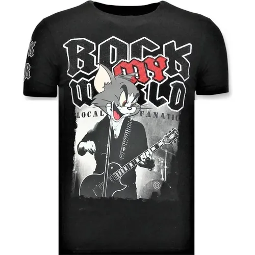 Lustiges T-Shirt für Männer - Rock My World Cat - 11-6366Z , Herren, Größe: M - Local Fanatic - Modalova