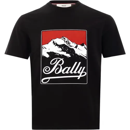Schwarzes Bedrucktes T-Shirt , Herren, Größe: M - Bally - Modalova