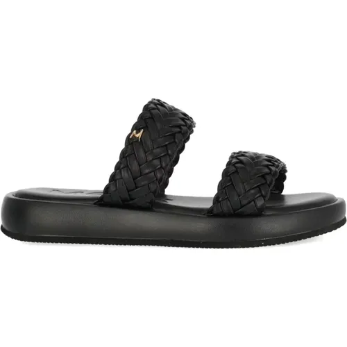 Schwarze flache Sandalen für Frauen , Damen, Größe: 37 EU - Mexx - Modalova