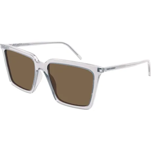 Quadratische Sonnenbrille klare transparente Oversize-Stil , unisex, Größe: L - Saint Laurent - Modalova
