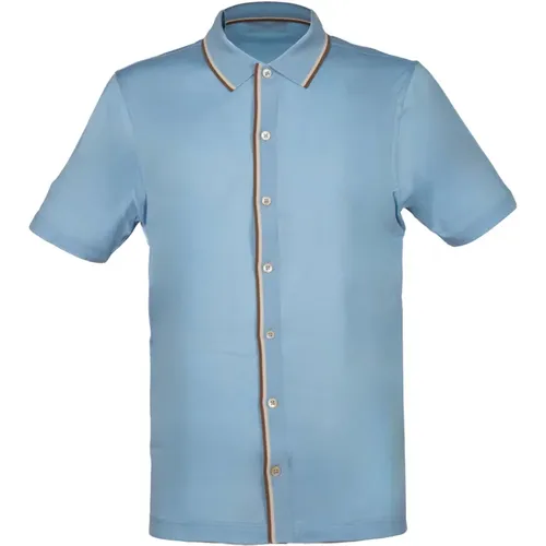 Celeste Bowling Shirt with Beige and Brown Contrast , male, Sizes: 3XL, 2XL - Gran Sasso - Modalova