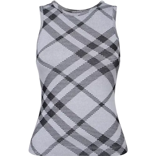 White Check Sleeveless Top , female, Sizes: 2XS - Burberry - Modalova