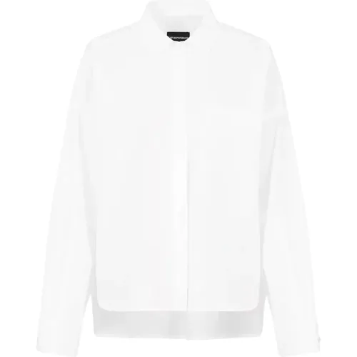 Asymmetrisches Patch Pocket Popeline Hemd , Damen, Größe: 2XS - Emporio Armani - Modalova