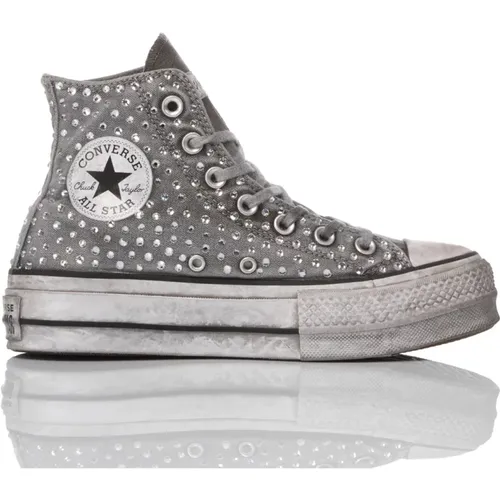 Handmade Grey Sneakers for Women , female, Sizes: 8 UK, 4 1/2 UK, 6 UK, 6 1/2 UK, 7 UK, 2 UK, 3 UK, 5 UK, 4 UK, 3 1/2 UK - Converse - Modalova