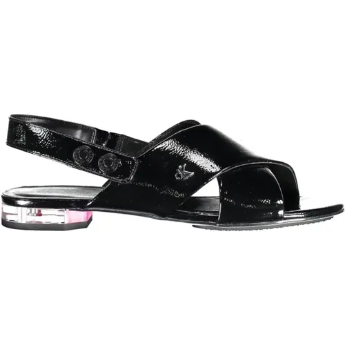 Flat Crossed Front Logo Sandal , female, Sizes: 4 UK, 5 UK, 6 UK - Calvin Klein - Modalova