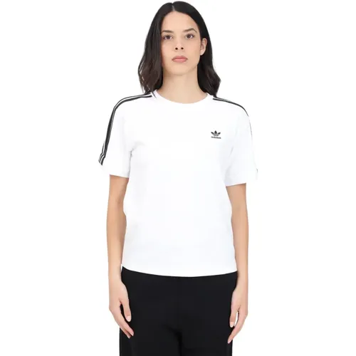 Weiße 3-Streifen T-Shirt für Frauen , Damen, Größe: XS - adidas Originals - Modalova