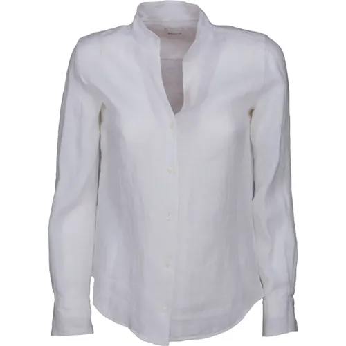 Linen Korean Collar Shirt , female, Sizes: XS, 2XS, S - Bagutta - Modalova