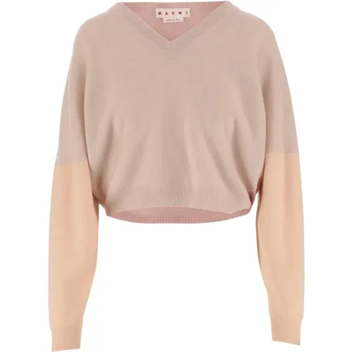 Luxuriöser V-Ausschnitt-Pullover in Rosa und Pfirsich - Marni - Modalova