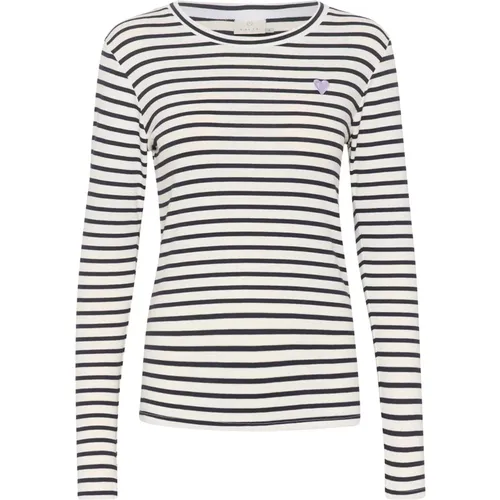 Gestreiftes Langarm-T-Shirt Midnight Marine , Damen, Größe: S - Kaffe - Modalova