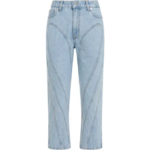 Hellblaue Baumwolljeans , Damen, Größe: 2XS - Mugler - Modalova