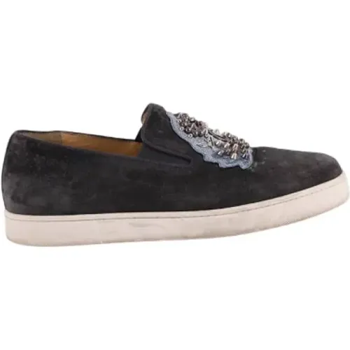 Pre-owned Suede sneakers , male, Sizes: 9 UK - Christian Louboutin Pre-owned - Modalova