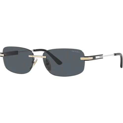 Stylische Sonnenbrille in Hellgold/Dunkelgrau,Stylish Sunglasses in Silver/Blue Pink - Prada - Modalova