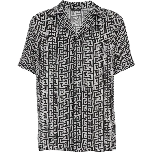 Monogram Pyjama Shirt , male, Sizes: S, L, XL, 2XL, M - Balmain - Modalova