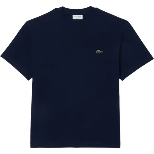 Klassisches T-Shirt mit kurzen Ärmeln,Blau Baumwoll Herren T-Shirt - Lacoste - Modalova