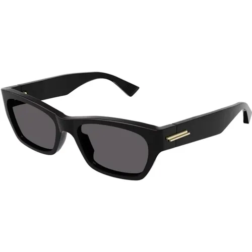 Schwarze/Graue Sonnenbrille , unisex, Größe: 55 MM - Bottega Veneta - Modalova