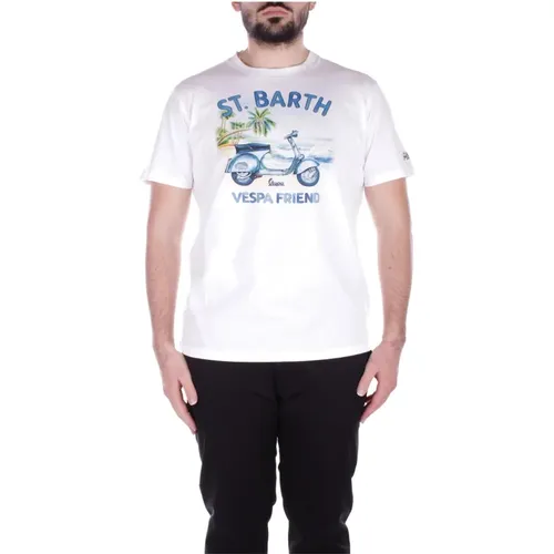 Logo Front T-shirt Weiß , Herren, Größe: XL - Saint Barth - Modalova