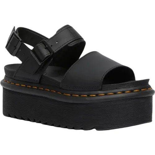 Schwarze Leder-Plateausandalen , Damen, Größe: 41 EU - Dr. Martens - Modalova