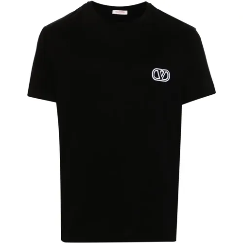 Cotton T-Shirt with VLogo Signature Patch , male, Sizes: M - Valentino Garavani - Modalova