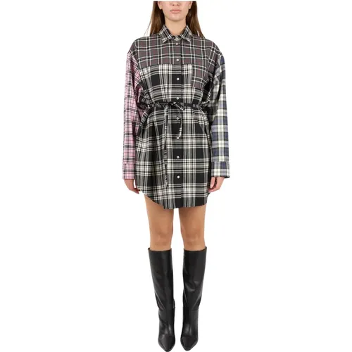 Tartan Woll Oversized Hemdkleid - MSGM - Modalova