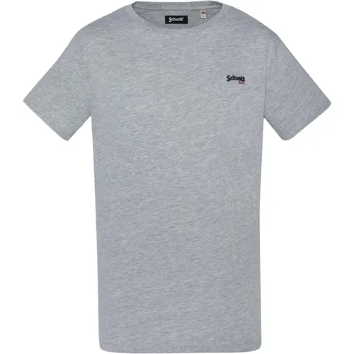 Besticktes Logo Baumwoll T-Shirt , Herren, Größe: M - Schott NYC - Modalova