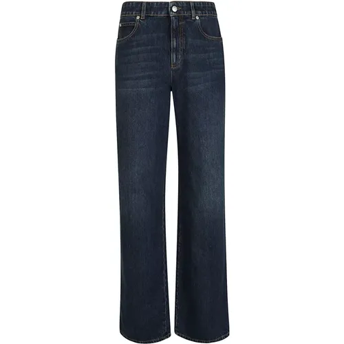 Indigo Denim Wide Leg Jeans - alexander mcqueen - Modalova