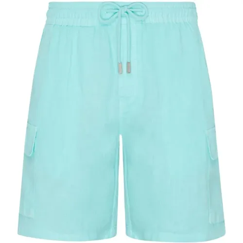 Einfarbige Leinen-Bermudashorts mit Cargotaschen für Herren - Vilebrequin - Modalova