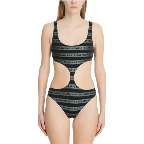 Iconic Stripes Swimsuit , female, Sizes: XS, S - Balmain - Modalova
