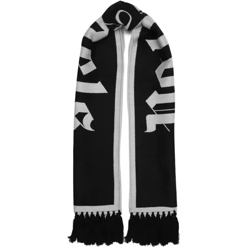 Wool Scarf with Fringes and Logo Detail , male, Sizes: ONE SIZE - Palm Angels - Modalova