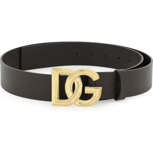 Luxus Ledergürtel mit DG-Schnalle , Herren, Größe: 85 CM - Dolce & Gabbana - Modalova