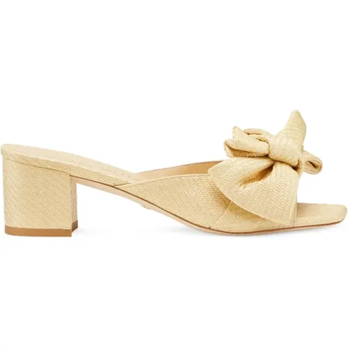 Loveknot Block Slide Raffia Sandalen , Damen, Größe: 37 EU - Stuart Weitzman - Modalova