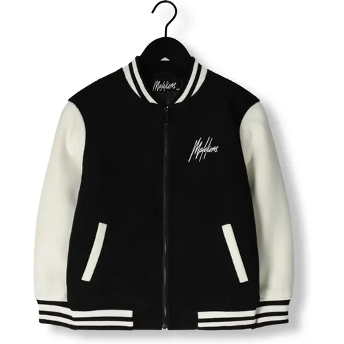 Schwarze Varsity Jacke mit Weißen Ärmeln - Malelions - Modalova