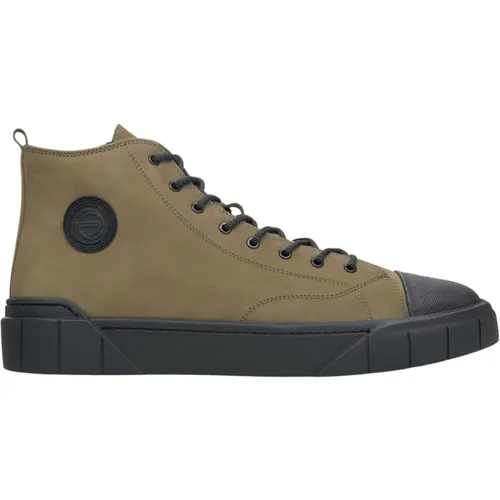 Herren Dunkelgrüne High-Top Sneakers aus Nubukleder für den Winter Er00113913 , Herren, Größe: 40 EU - Estro - Modalova