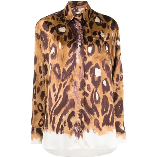 Leopardendruck Hemd mit Spitzem Kragen - Marni - Modalova
