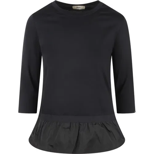 Cotton Jersey and Taffetà T-Shirt , female, Sizes: S, XS, M, XL - Herno - Modalova