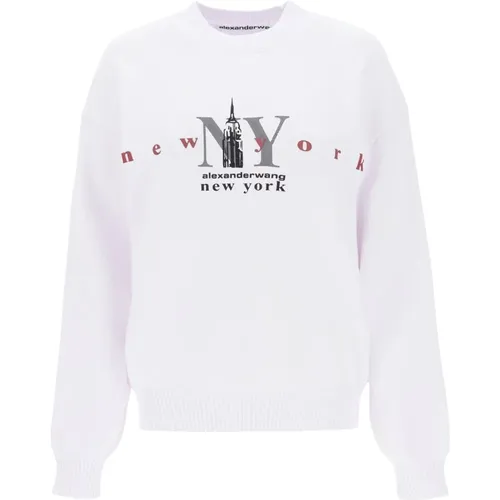 NY Empire State Logo Baumwollpullover , Damen, Größe: M - alexander wang - Modalova