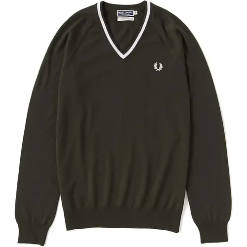 Merino Tipped V-Neck Jumper , male, Sizes: 4XS - Fred Perry - Modalova