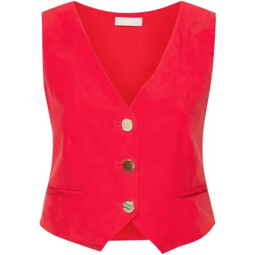 Rote V-Ausschnitt Jacke , Damen, Größe: S - Liu Jo - Modalova